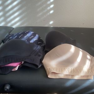 PINK Everywhere & VS Bras SZ 36D  lot of 4